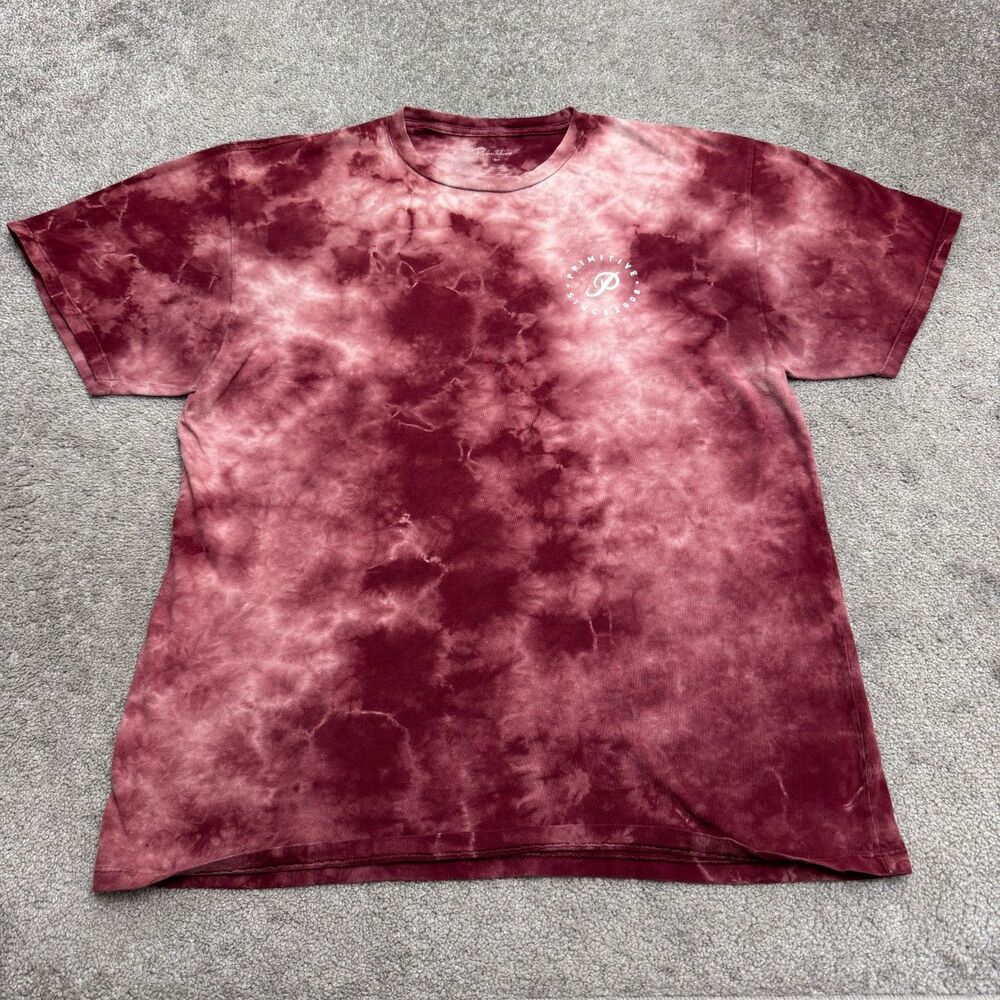 Primitive Tie-Dye Graphic T-Shirt Mens Large Red Skateboarding Crew Cotton Tee